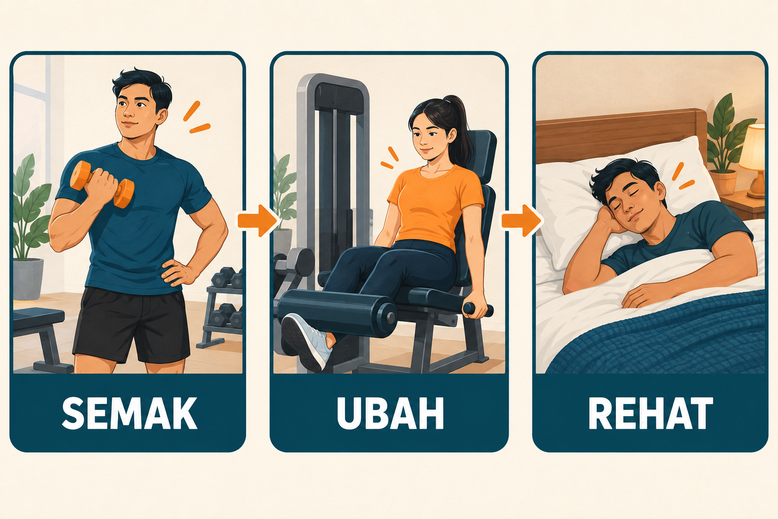Tiga pilihan selepas kurang tidur: semak keadaan, ubah latihan atau rehat.